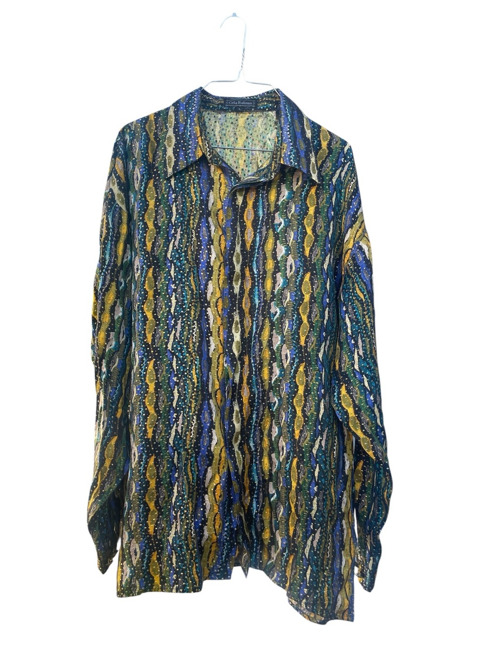 Ceta Italiano Silk/Metallic VTG Button Down, Size Large, EUC